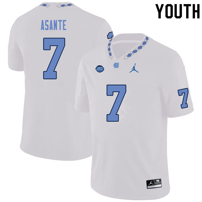 Youth #7 Eugene Asante North Carolina Tar Heels College Football Jerseys Sale-White